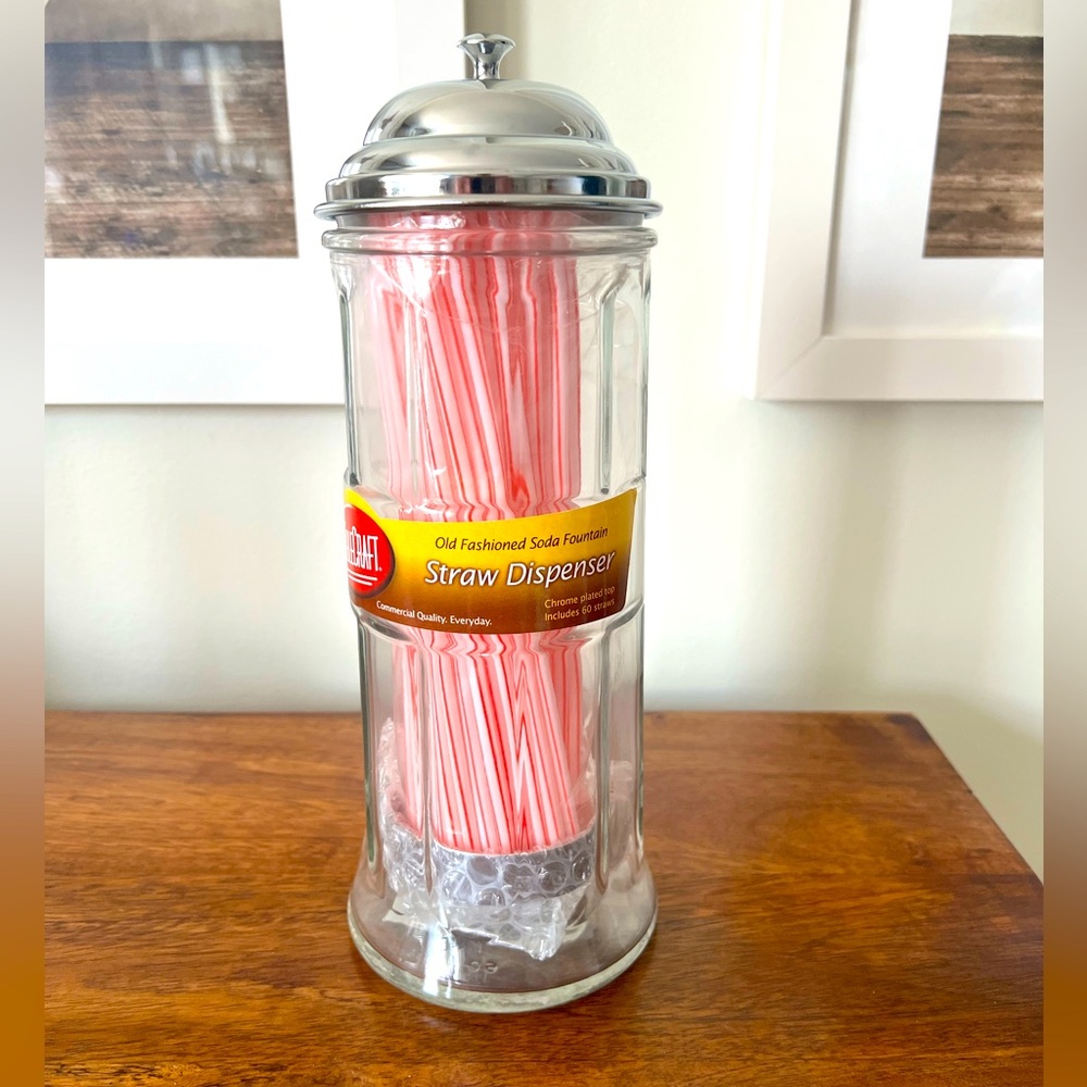 Tablecraft Old Fashioned Soda Fountain Straw Dispenser with Straws